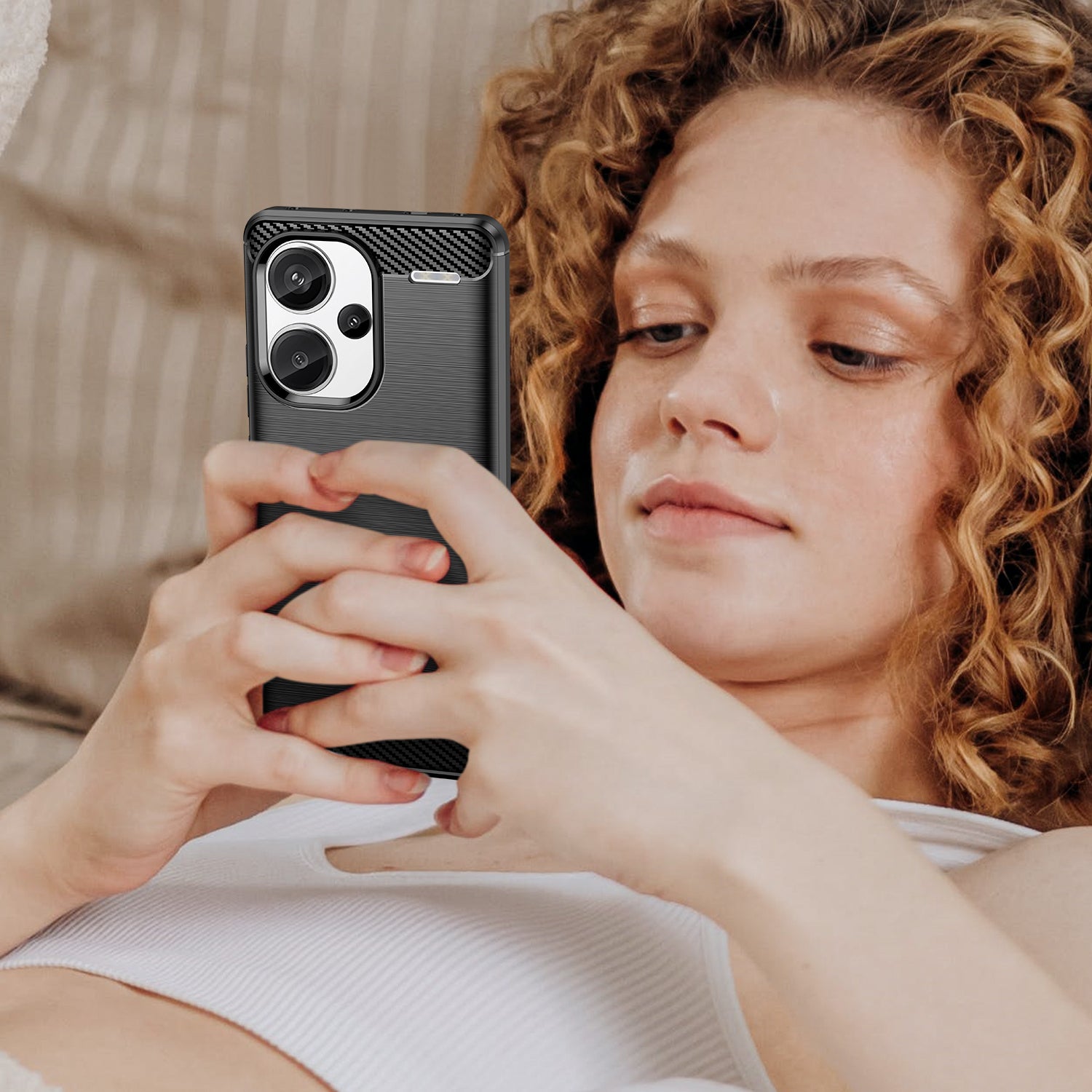 Phone Cover for Xiaomi Redmi Note 13 Pro+ 5G Case TPU Carbon Fiber Texture Phone Shell - Black Phone Cover for Xiaomi Redmi Note 13 Pro+ 5G Case TPU Carbon Fiber Texture Phone Shell - Black